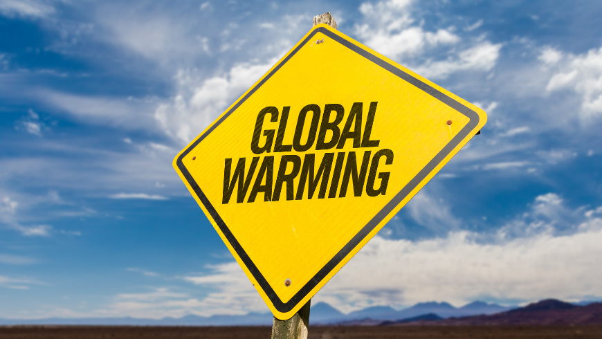 Sign warning about global warming
