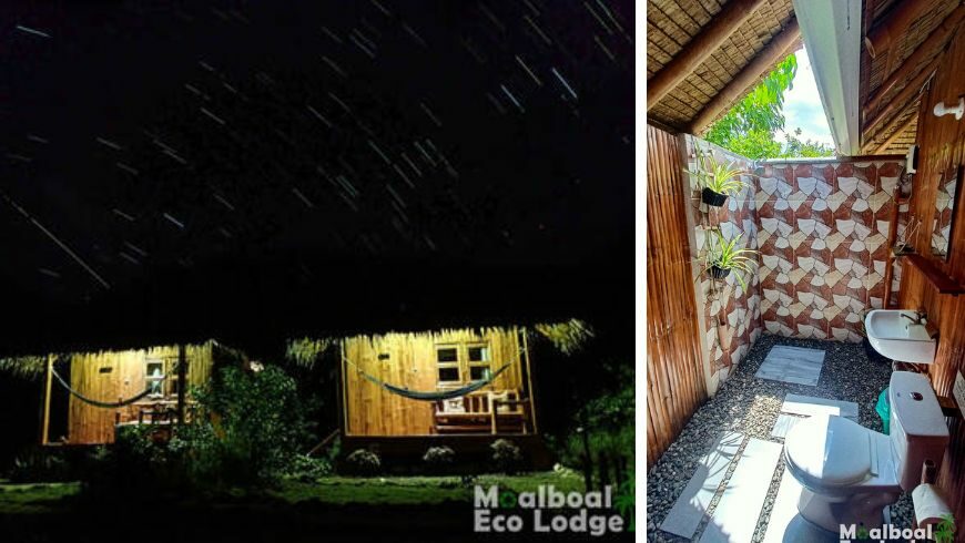 Outdoor shower experience at Moalboal Eco Lodge