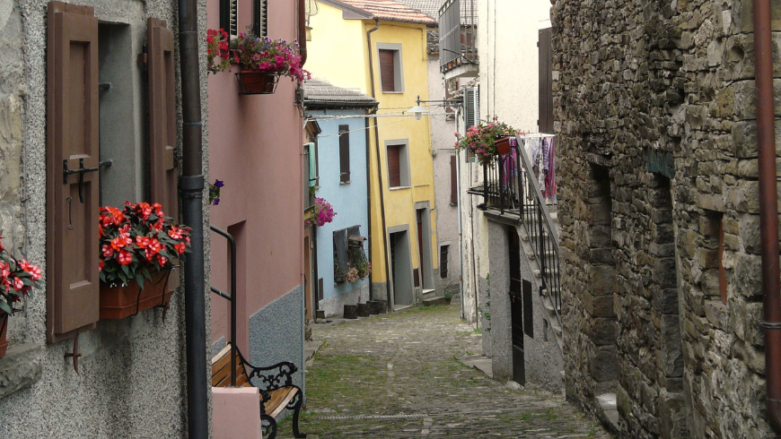 Berceto's street. Medieval village in Emilia Romagna, Italy