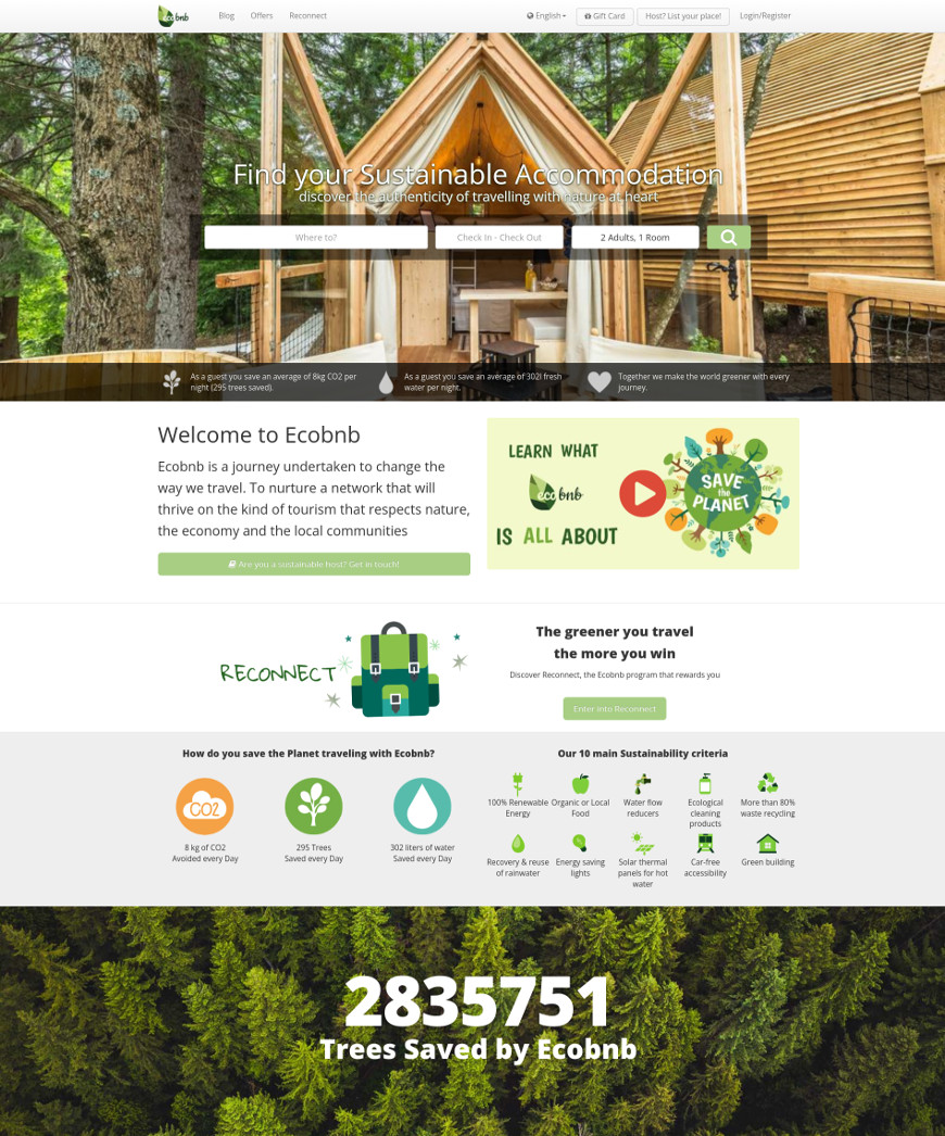 Ecobnb, Winner of Best Sustainable Accommodation Platform in Europe