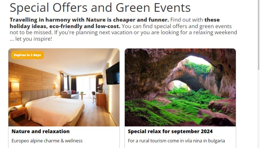 special offers on Ecobnb homepage