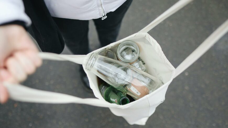 Glass bottles inside a bag