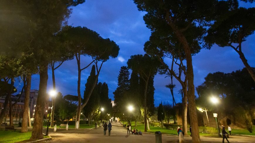 Villa Borghese Park by night