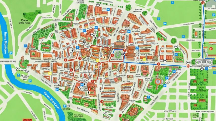 Forli, touristic map