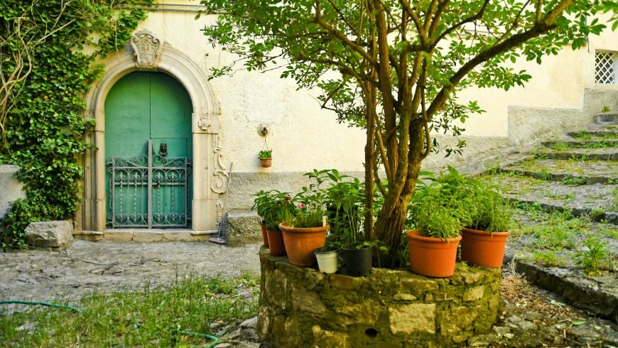 small green square in San Fele village