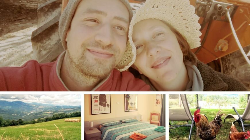 Federico and Rossana, hosts of the Eco-BnB Biutiful on the Via Francigena in the Parma region.