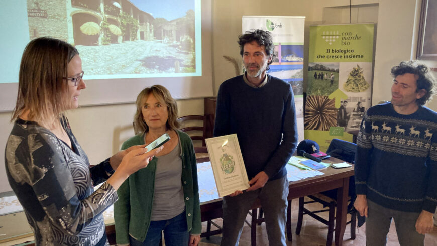 Samuel Crisigiovanni, owner of Cascina Rodiani, a structure awarded at the Ecobnb Awards. 