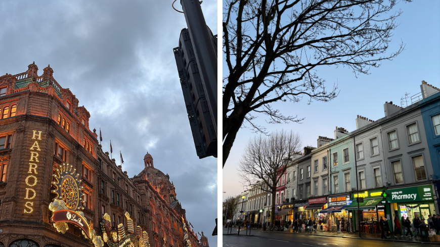 Harrods and its colourful houses 