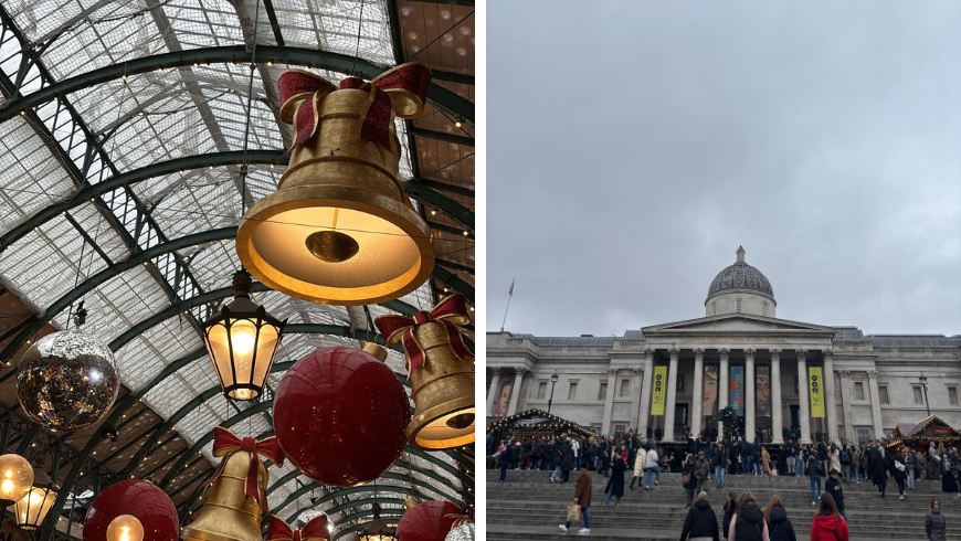 Christmas decorations in London and the National Gallery