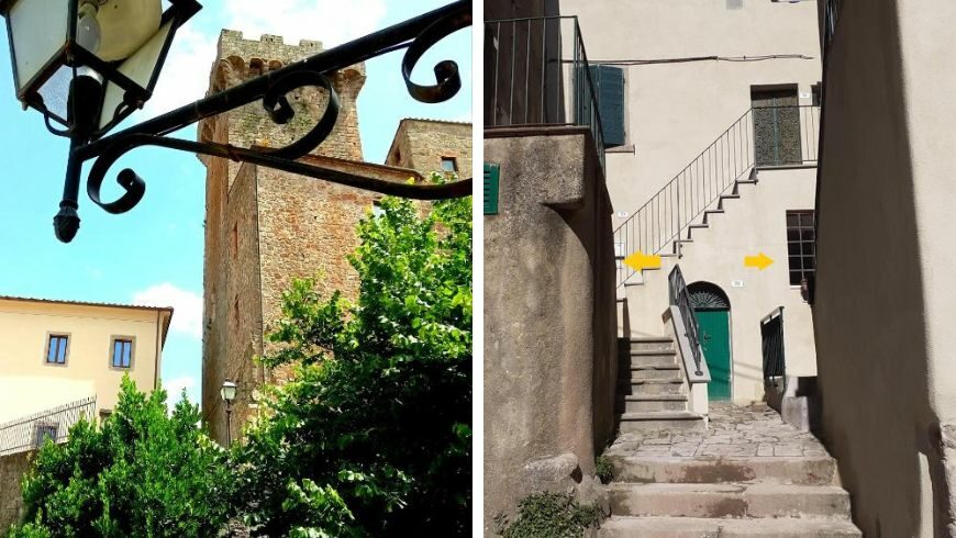 View of the Castle of Arcidosso and entrance to the house