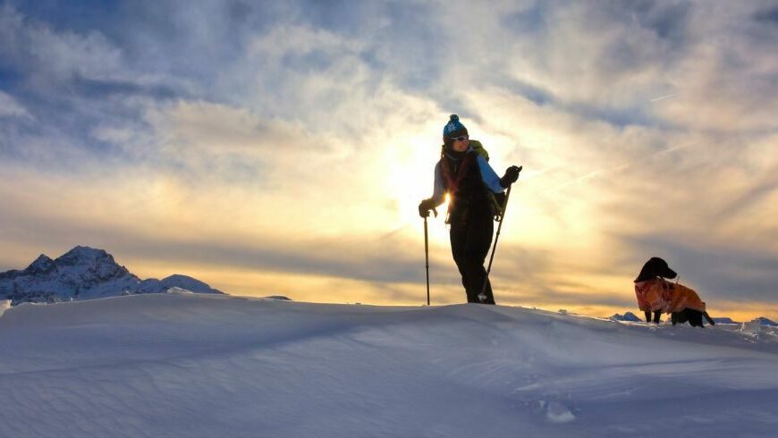 Tourist on snow 