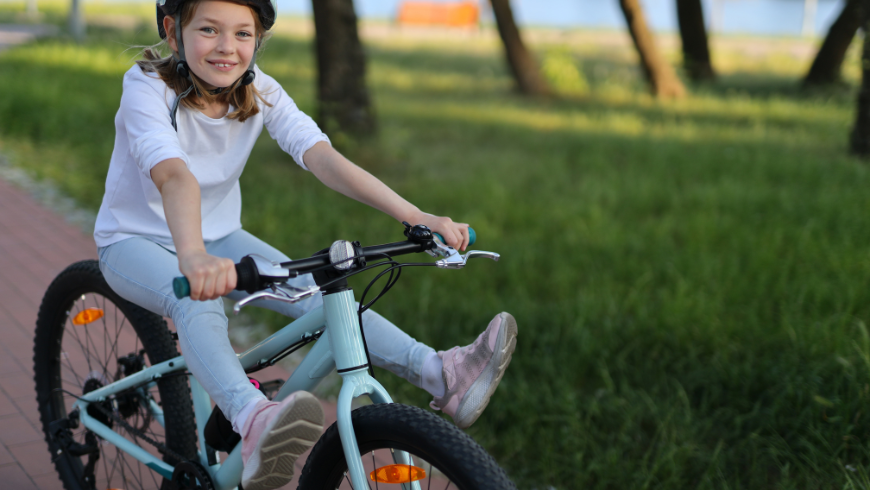 happy child on the cultural bike path