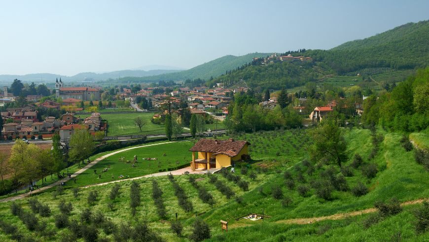 Small village in the nature through the cultural bike path