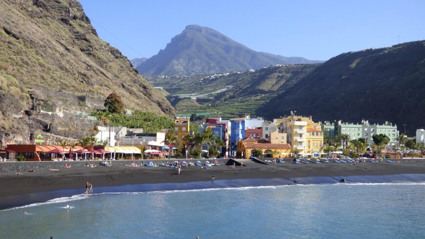 Beach and small city of Tazacorte, in La Palma
