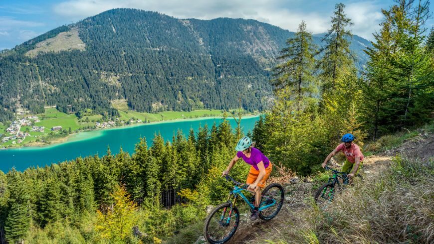 green tourism, bikers on a path