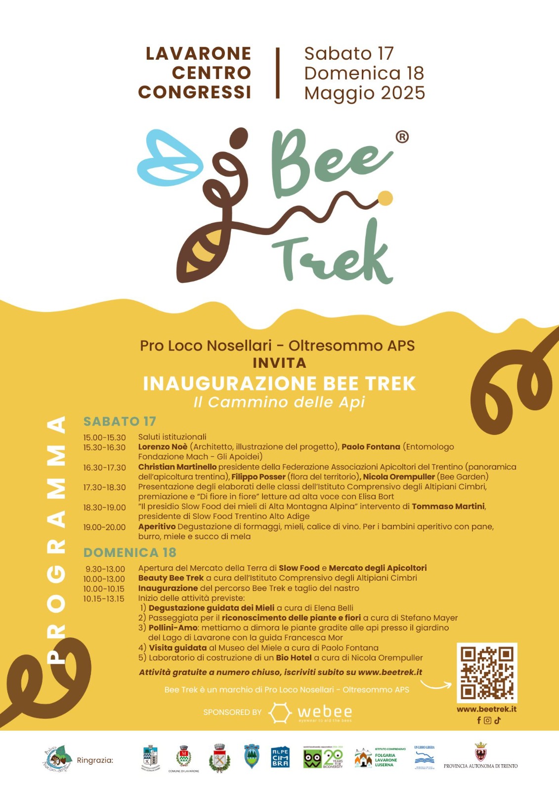 Bee Trek event program in Italian