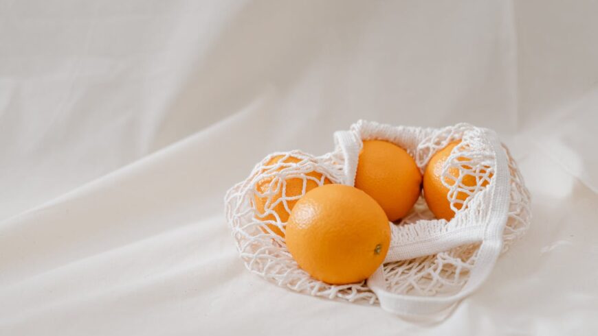 fresh fruit in an ecological bag
