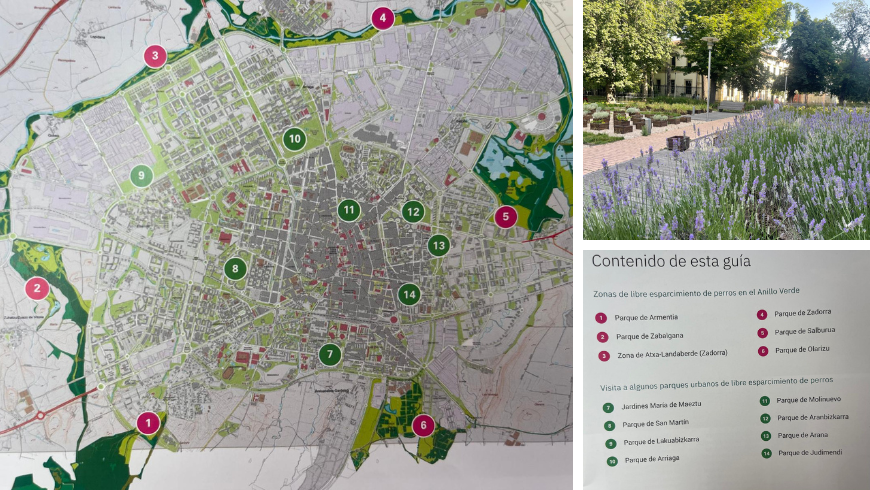 map of Vitoria-Gasteiz, green city in the Basque Country, showing parks and gardens