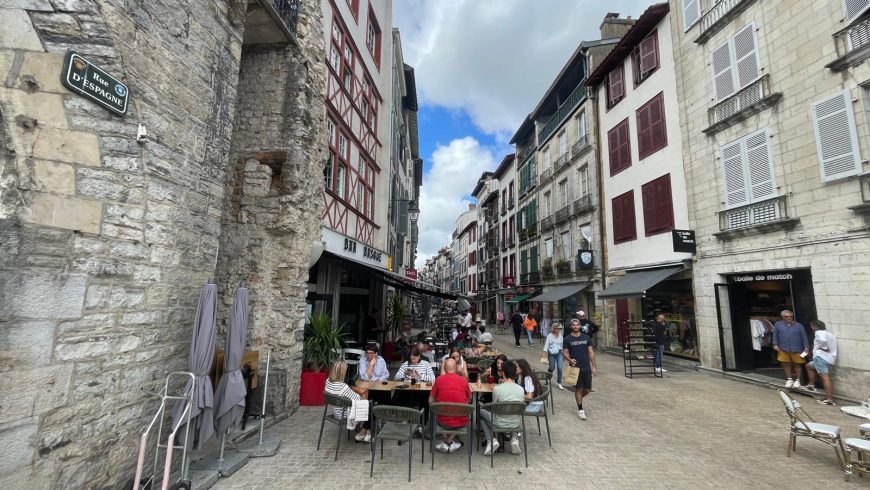 Tables on the streets of the city center