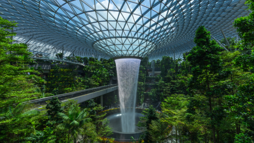 Waterfall in Changi Airport, Singapore
