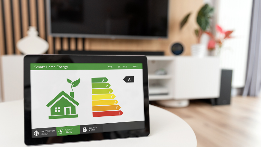 Energy Efficiency Mobile App on Screen, Eco House