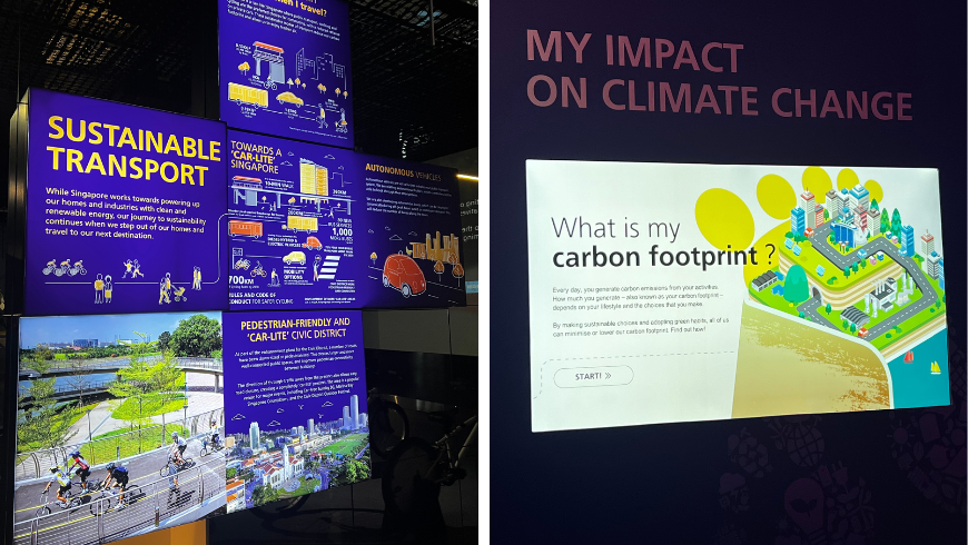 Sustainable transport and carbon footprint painels in Sustainable Singapore Gallery