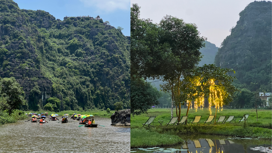 Riding boats and Restaurants around the area