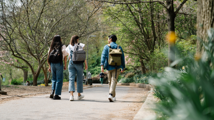 3 tourists walking on the Lake Maggiore Trail