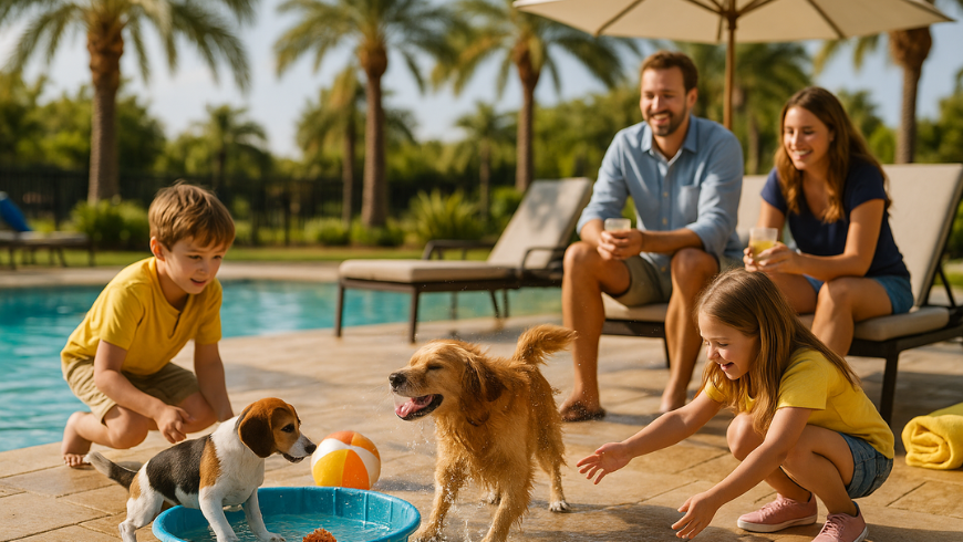 Family travelling with pets
