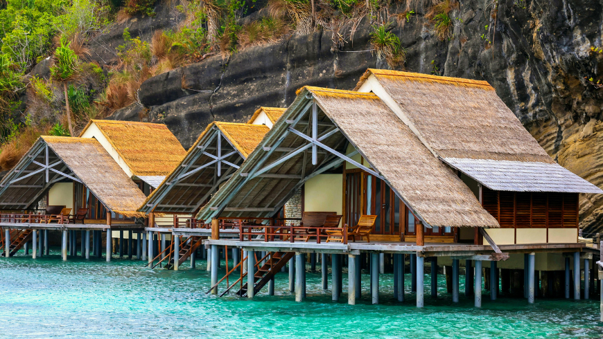 Raja Ampat, one of Indonesia eco-islands with coral reefs and turquoise water