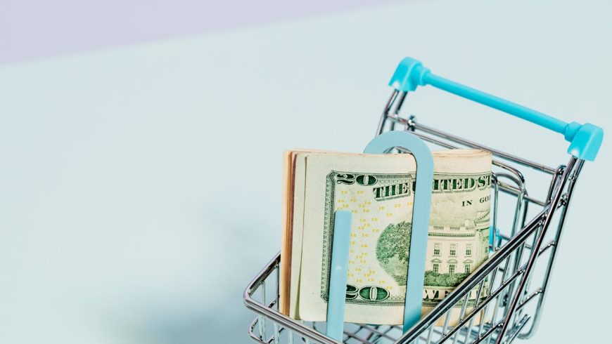 Dollar bills in a cart