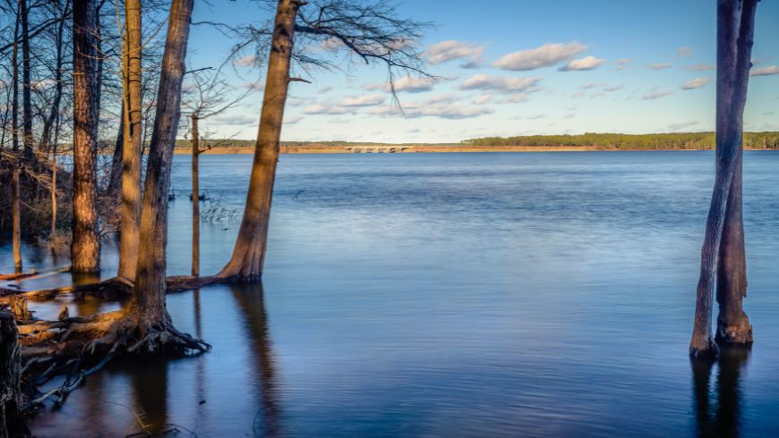 Jordan Lake Park in North Carolina charges entrance fees during peak times to manage crowds.