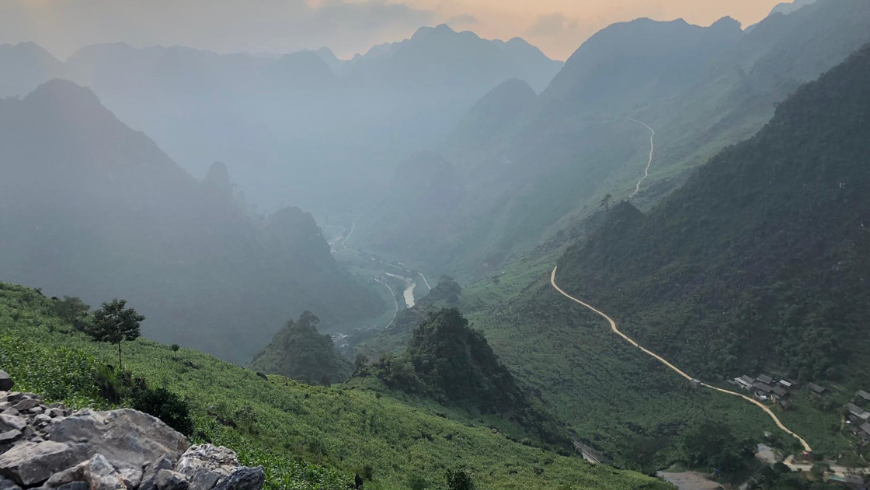 Northern Vietnam Ha Giang Loop mountains and roads in beautiful green landscape