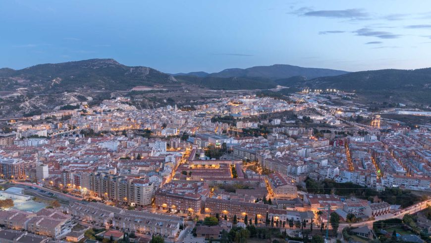 Aerial view of the city of Alcoy, near Alicante