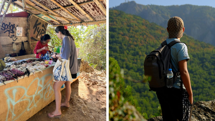 Woman carring reusable bag for shopping in Asia
Young Backpacker Exploring Mountain Wilderness