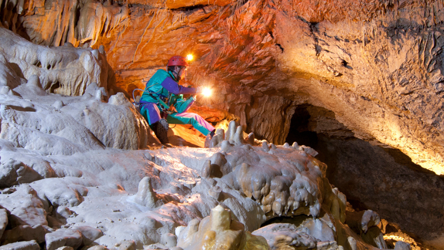 Inside Cavallone Cave the highest tourist cave in Europe