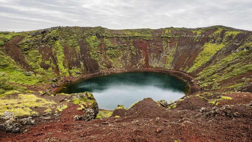 Kerid Crater Lake in Iceland's Scenic Landscape