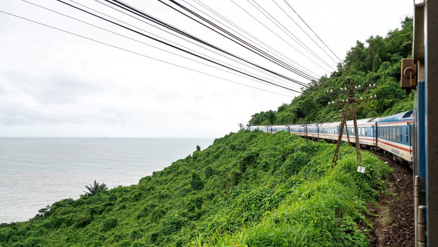 Train route throught the nature with sea view