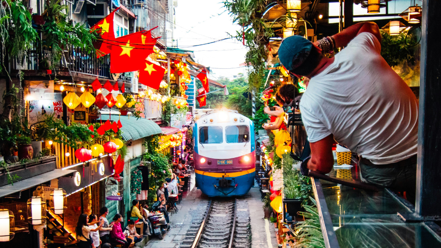 Train street in Hanoi, Vietnam