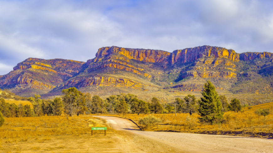 Panoramic landscape of Flinders Ranges in Ikara-Flinders National Park, South Australia