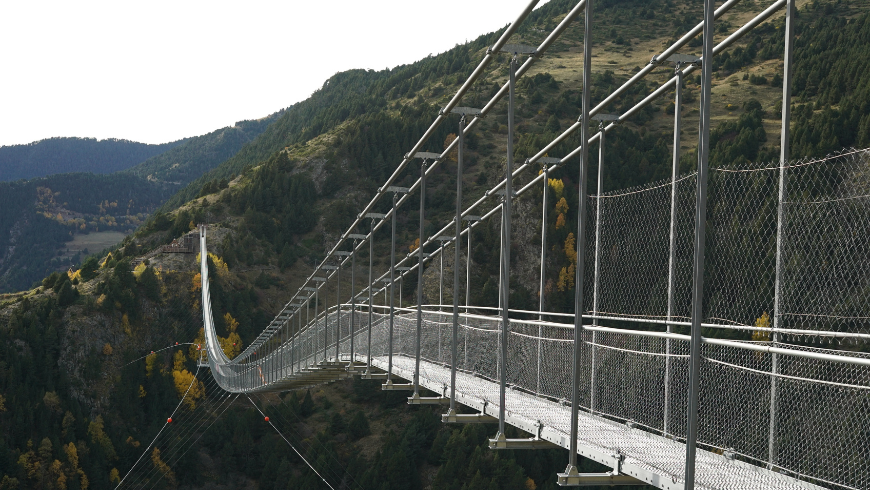 Long Shot of Andorra Bridge in Pyrenees Mountains