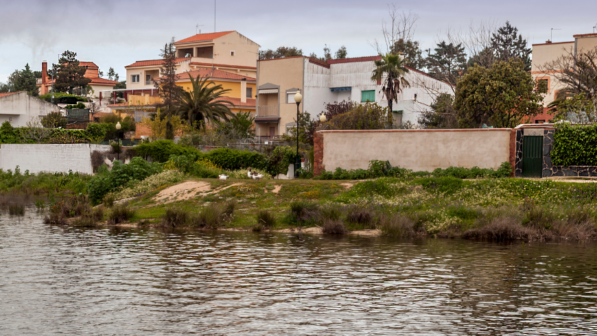 small town with colourful houses on the river