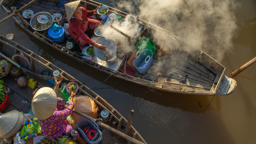 Traditional Floating Market in Vietnam