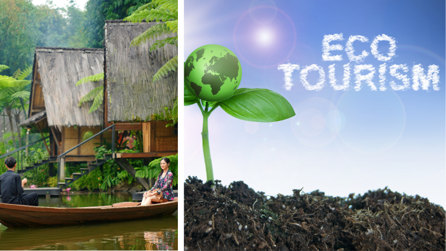 Couple Enjoying a Boat Ride in Tropical Resort and an Eco tourism art