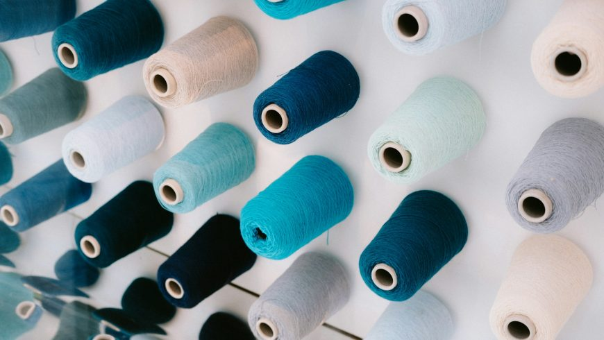 Spools of recycling yarn used for regenerated wool production in Prato