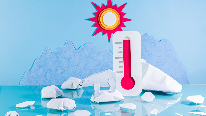 illustration of global warming and melting ice representing climate change
