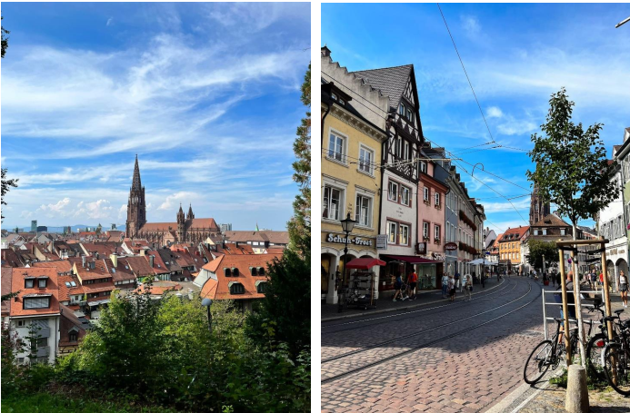 Freiburg: the European Green City viewed from above and its cylcle paths.