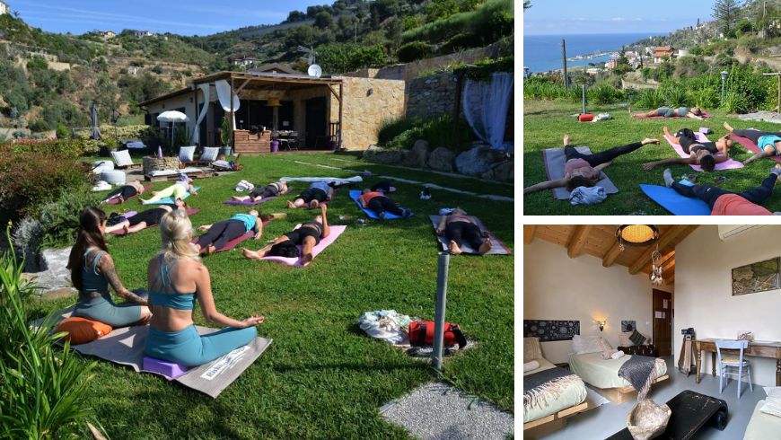 yoga at the Agrilunassa eco-guest house, in Liguria