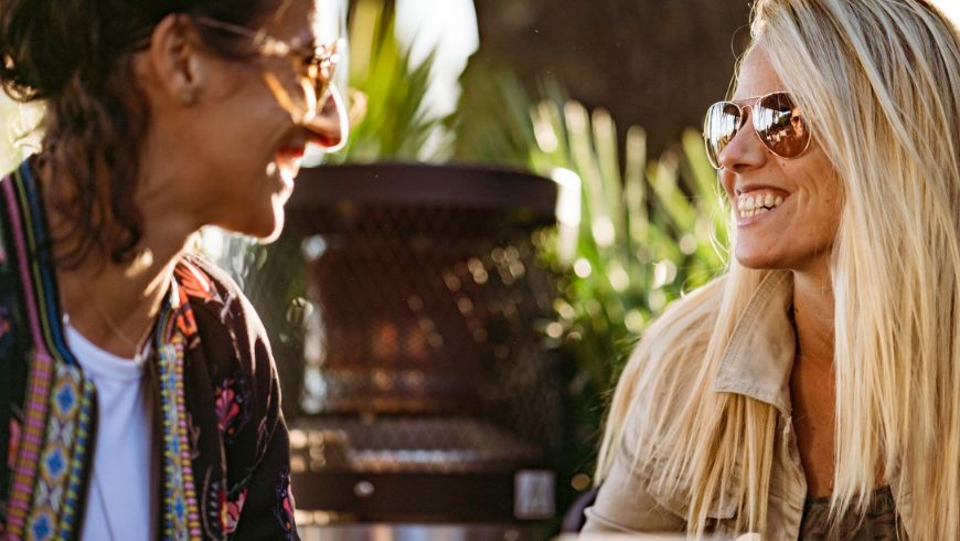 Girl who during her solo trip meets local people and chats