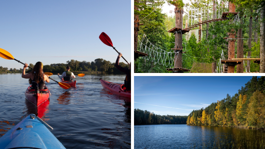 Canoe excursion to the lake and the adventure park
